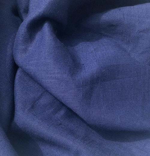 54" Blue Linen Flax Rayon Blend Light Weight Lithuanian Woven Fabric By the Yard - APC Fabrics