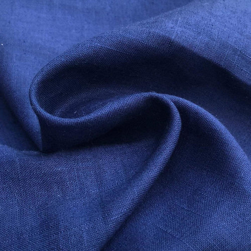 54" Blue Linen Flax Rayon Blend Lithuanian Woven Fabric By the Yard - APC Fabrics