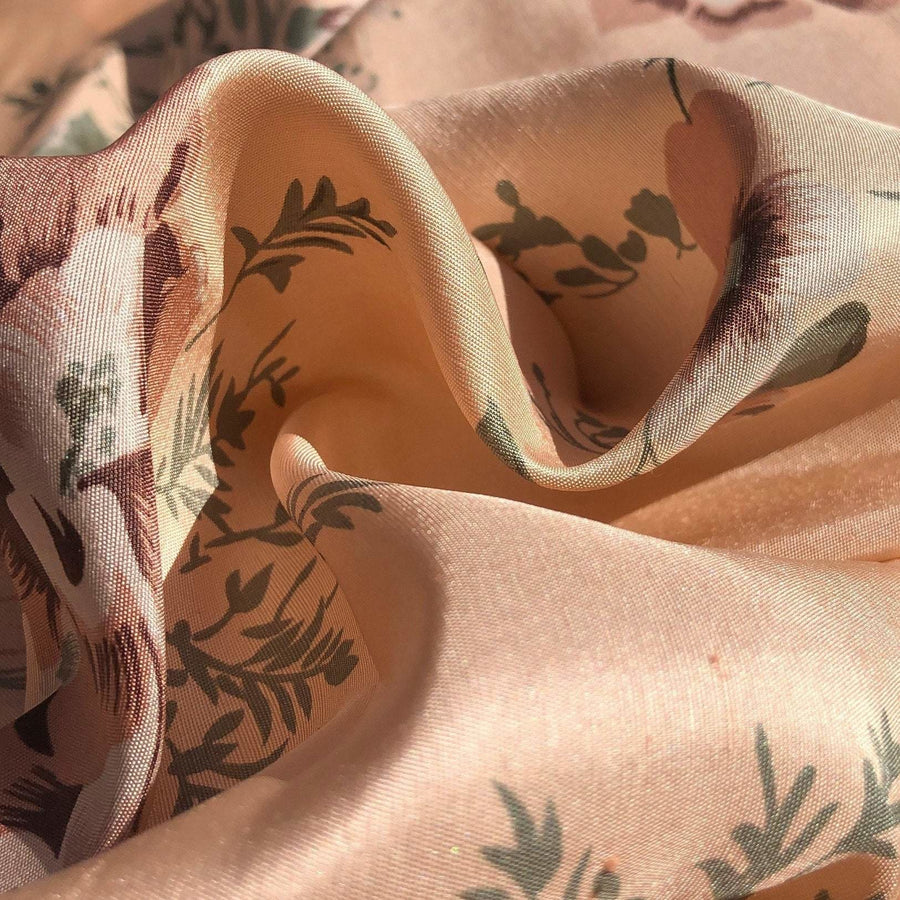 54" Light Pink 100% Silk Floral Flower Nature Light Woven Fabric By the Yard - APC Fabrics