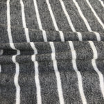 54" Rayon Spandex Blend Fleece Heather Gray & White Striped Knit Fabric By Yard - APC Fabrics