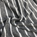 54" Rayon Spandex Blend Fleece Heather Gray & White Striped Knit Fabric By Yard - APC Fabrics