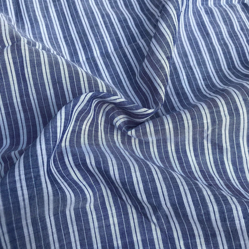 56" 100% Cotton Striped Yarn Dyed Blue & White Light Woven Fabric By the Yard - APC Fabrics