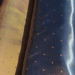 56" Blue & Gold Double Faced Polka Dot Nylon Poly Blend Woven Fabric By the Yard - APC Fabrics