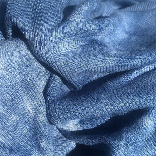 56" Denim Ocean Blue Tie Dye Rayon Spandex Stretch Rib Knit Fabric By the Yard - APC Fabrics