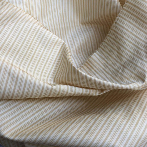 56" Gold Yellow White 100% Silk Striped Light Woven Fabric By the Half-Yard - APC Fabrics