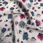 56" Gray Grey 100% Cotton Red Blue Flower Floral Print Woven Fabric By the Yard - APC Fabrics