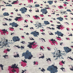 56" Gray Grey 100% Cotton Red Blue Flower Floral Print Woven Fabric By the Yard - APC Fabrics