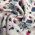56" Gray Grey 100% Cotton Red Blue Flower Floral Print Woven Fabric By the Yard - APC Fabrics