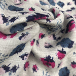 56" Gray Grey 100% Cotton Red Blue Flower Floral Print Woven Fabric By the Yard - APC Fabrics