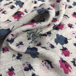 56" Gray Grey 100% Cotton Red Blue Flower Floral Print Woven Fabric By the Yard - APC Fabrics