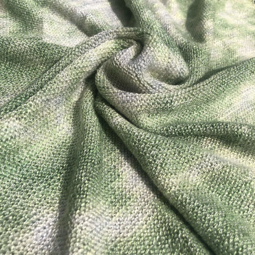 56" Green & White Acrylic Poly Blend Tie Dye Low Gauge Knit Fabric By the Yard - APC Fabrics