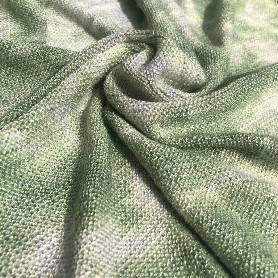 56" Green & White Acrylic Poly Blend Tie Dye Low Gauge Knit Fabric By the Yard - APC Fabrics