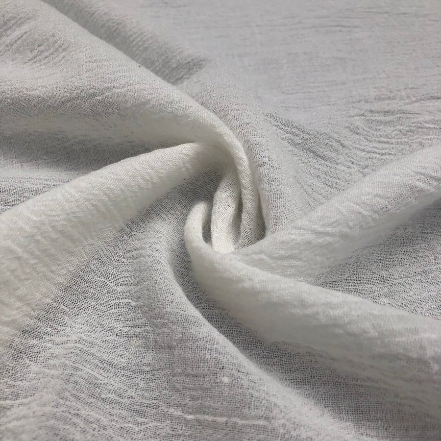 56" Off White Ivory 100% Cotton Gauze Wrinkly Woven Fabric By the Yard - APC Fabrics