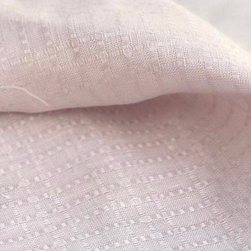 56" Pink 100% Linen Embroidered Checkered Lithuanian Woven Fabric By the Yard | APC Fabrics
