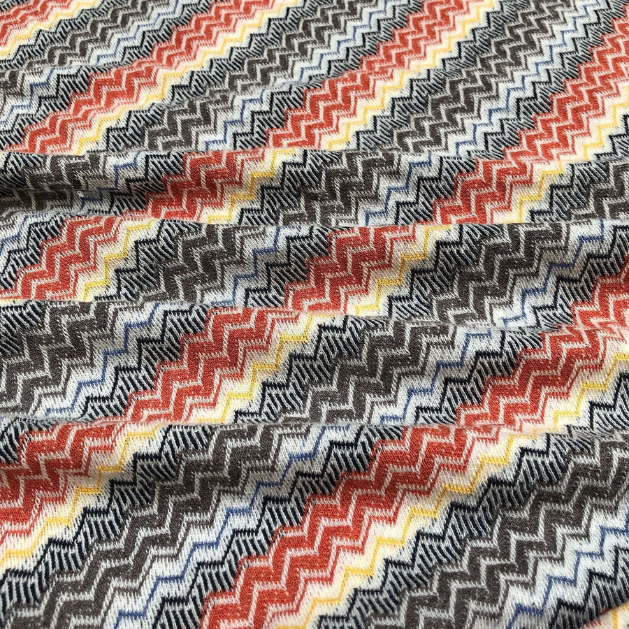 58" 100% Cotton Chevron Zigzag Laundered Multicolor Knit Fabric By the Yard | APC Fabrics
