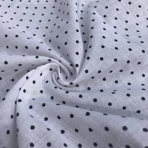 58" Black & White 100% Cotton Polka Dot Print Woven Fabric By the Yard - APC Fabrics