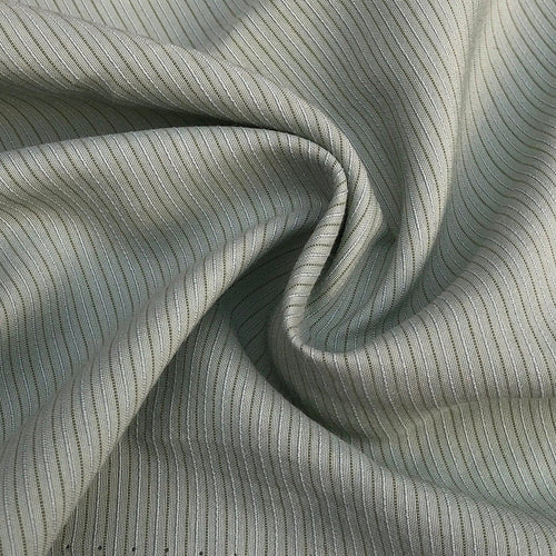 58" Cotton Lyocell Tencel Blend Striped Green & White Woven Fabric By the Yard - APC Fabrics
