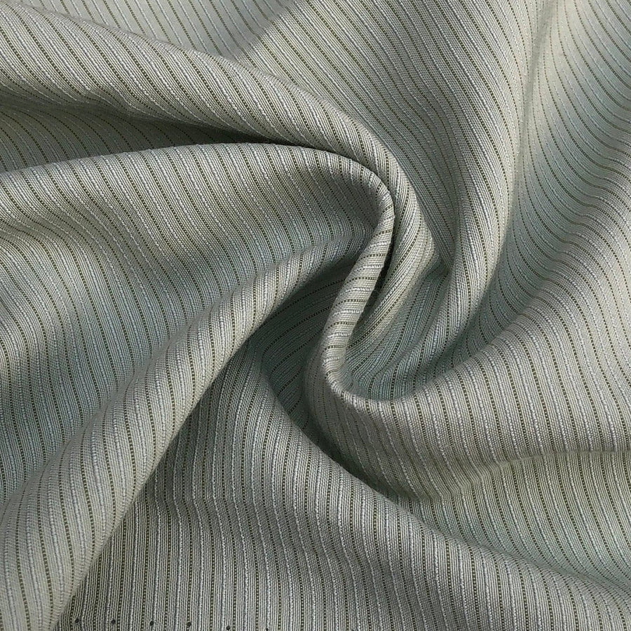 58" Cotton Lyocell Tencel Blend Striped Green & White Woven Fabric By the Yard - APC Fabrics