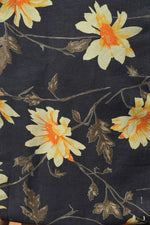 58" Dark Indigo Blue Printed Floral 100% Cotton Denim Light Woven Fabric By Yard - APC Fabrics