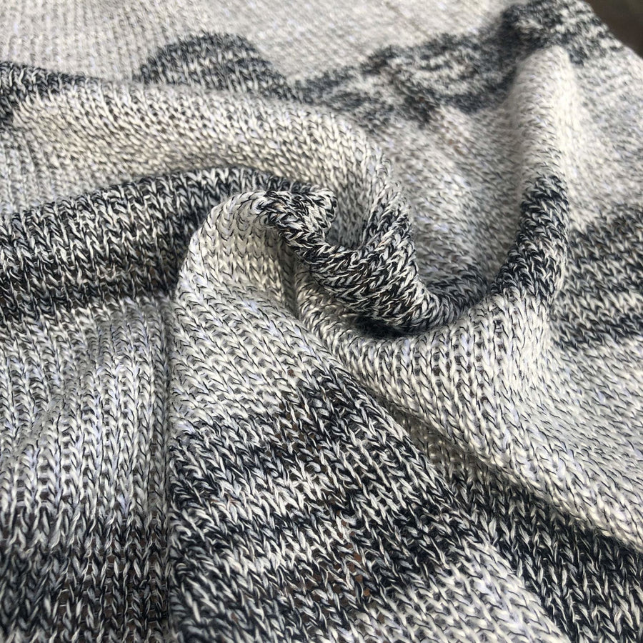 58" Dark & Light Gray Striped 100% Acrylic Sweater Heavy Knit Fabric By the Yard - APC Fabrics