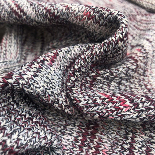 58" Gray & Red 100% Acrylic Warm Thermal Sweater Heavy Knit Fabric By the Yard - APC Fabrics