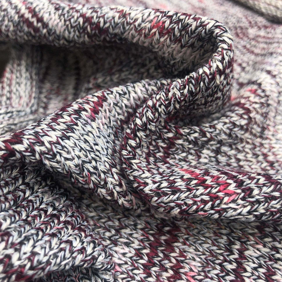 58" Gray & Red 100% Acrylic Warm Thermal Sweater Heavy Knit Fabric By the Yard - APC Fabrics