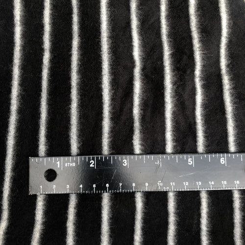 58" Modal Blend Warm Sweater Fleece Striped Black & Gray Knit Fabric By the Yard - APC Fabrics