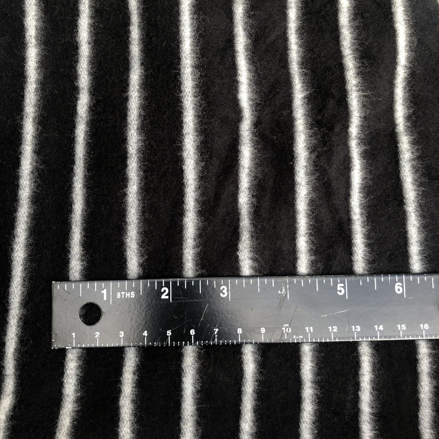 58" Modal Blend Warm Sweater Fleece Striped Black & Gray Knit Fabric By the Yard - APC Fabrics