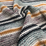 58" Native Multicolored Striped 100% Acrylic Sweater Heavy Knit Fabric By the Yard - APC Fabrics