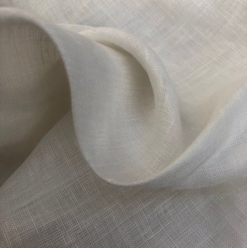 58" Ivory White 100% Linen Handkerchief Lithuanian Woven Fabric By the Half-Yard - APC Fabrics