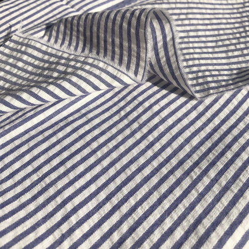 58" Purple & White Striped Seersucker 100% Cotton Woven Fabric By the Yard - APC Fabrics