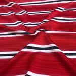 58" Red Black & White Coral Snake Striped Spandex Blend Knit Fabric By the Yard - APC Fabrics