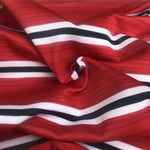 58" Red Black & White Coral Snake Striped Spandex Blend Knit Fabric By the Yard - APC Fabrics