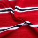 58" Red Black & White Coral Snake Striped Spandex Blend Knit Fabric By the Yard - APC Fabrics