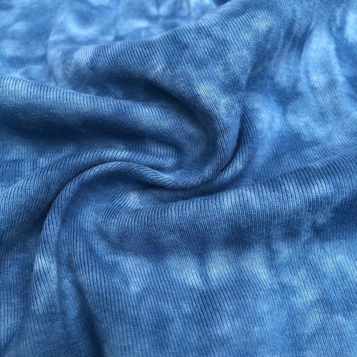59" Denim Blue & White 100% Cotton Jersey Tie Dye Knit Fabric By the Yard - APC Fabrics