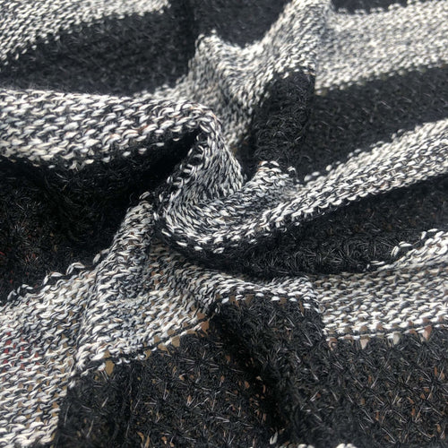 60" Black & Gray 100% Cotton Warm Sweater Knit Heavy Fabric By the Yard - APC Fabrics