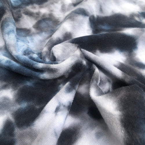 60" Black White Blue 100% Cotton Jersey Tie Dye Knit Fabric By the Yard - APC Fabrics