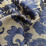 60"  Blue & Beige Cotton Blend Floral Jacquard Upholstery Woven Fabric By Yard - APC Fabrics