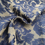 60"  Blue & Beige Cotton Blend Floral Jacquard Upholstery Woven Fabric By Yard - APC Fabrics