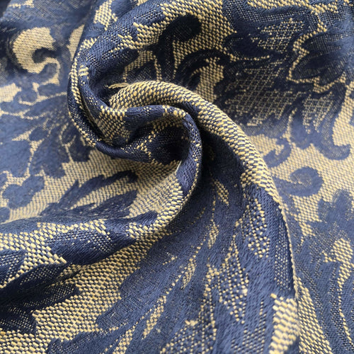 60"  Blue & Beige Cotton Blend Floral Jacquard Upholstery Woven Fabric By Yard - APC Fabrics