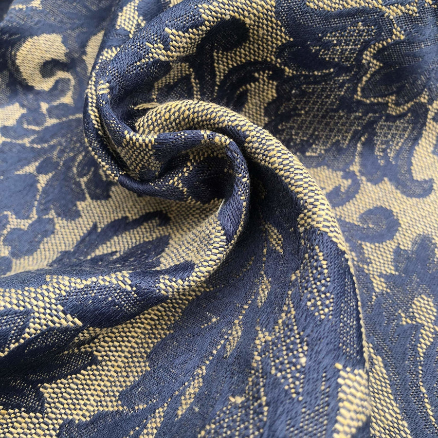 60"  Blue & Beige Cotton Blend Floral Jacquard Upholstery Woven Fabric By Yard - APC Fabrics