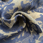 60"  Blue & Beige Cotton Blend Floral Jacquard Upholstery Woven Fabric By Yard - APC Fabrics