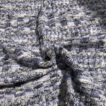 60" Blue Black White Cotton Blend Yarn Dyed Sweater Knit Fabric By the Yard - APC Fabrics