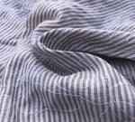 60" Brown 100% Linen Striped Floral Flower Embroidered Woven Fabric By the Yard - APC Fabrics