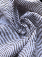 60" Brown 100% Linen Striped Floral Flower Embroidered Woven Fabric By the Yard - APC Fabrics