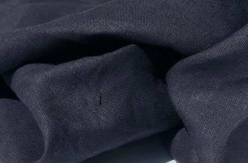 60" Dark Navy Blue 100% Lithuanian Linen Medium Woven Fabric By the Yard - APC Fabrics