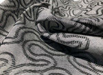 60" Embroidered Swirl Jacquard Cotton Black & Gray Heavy Woven Fabric By Yard - APC Fabrics