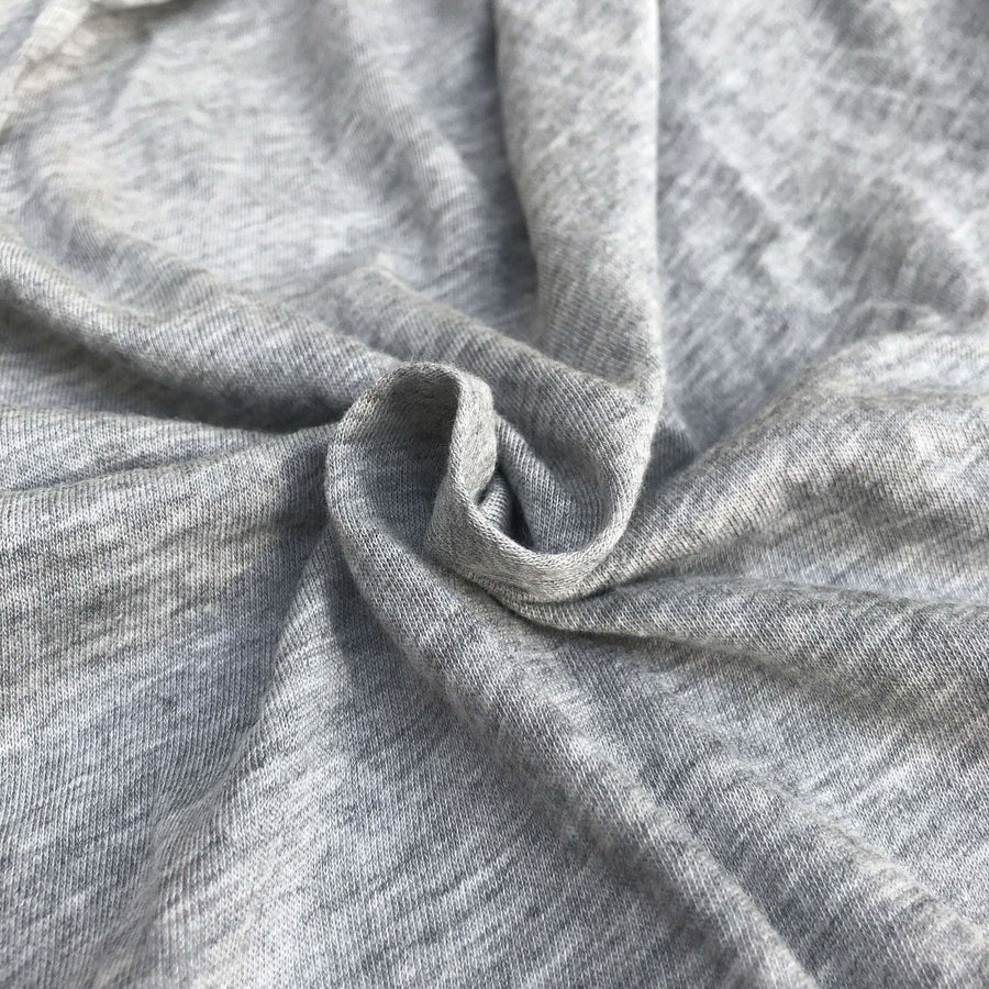 60" Modal Cotton Blend Solid Heather Gray Jersey Knit Fabric By the Yard - APC Fabrics