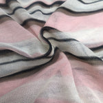 60" Pink Black & White Striped Low Gauge 100% Poly Knit Fabric By the Yard - APC Fabrics