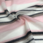 60" Pink Black & White Striped Low Gauge 100% Poly Knit Fabric By the Yard - APC Fabrics